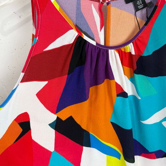 Karen Millen Womens Abstract Woven Shell Top Sleeveless Round Neck Multi 10 - Picture 7 of 12